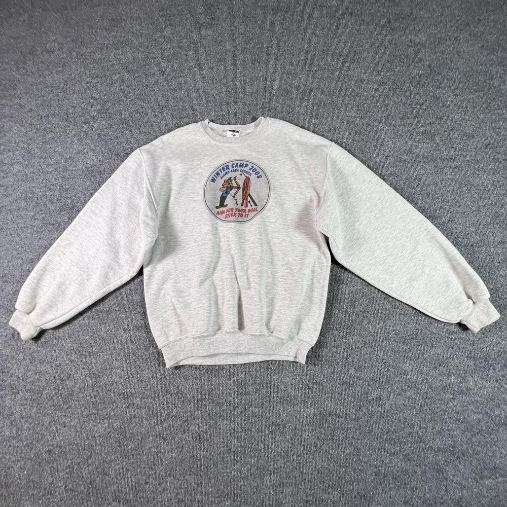 Jerzees Sweatshirt Mens M Gray Winter Camp 2008 Alamo Area Council Pullover